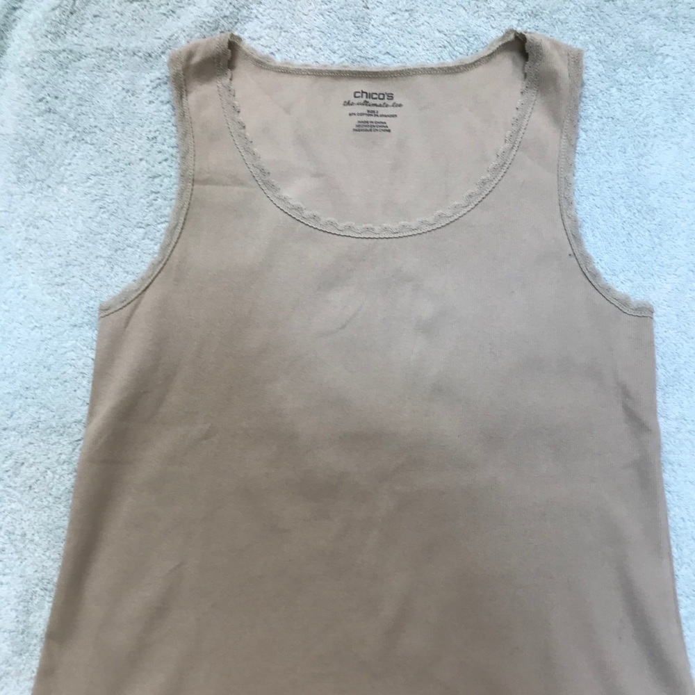 Chico’s lace trimmer tank top, beige